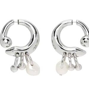 Anthropologie Brut Earrings Front Back Silver Pearl F08